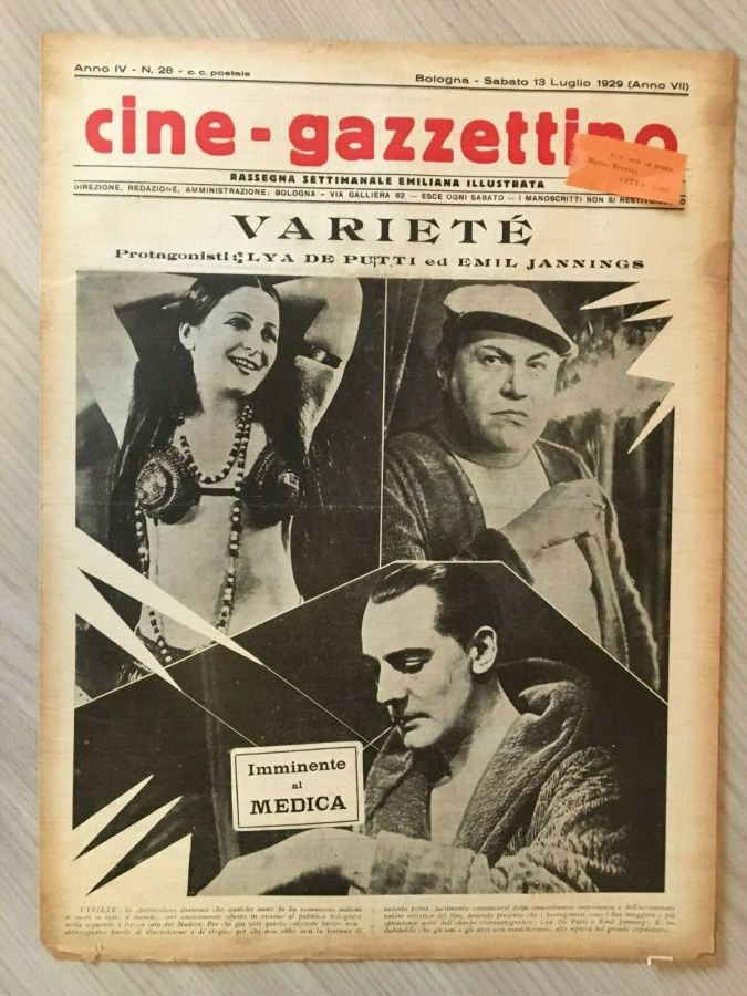 CINE-GAZZETTINO magazine side cover Issue 28 13 July 1929