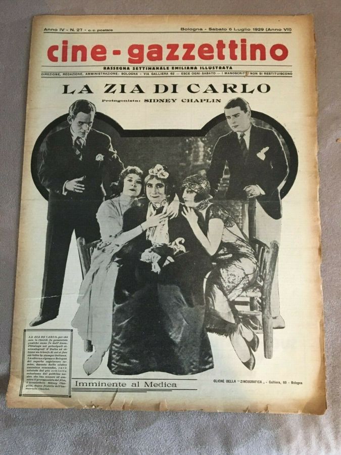 CINE-GAZZETTINO magazine side cover Issue 27 26 July 1929