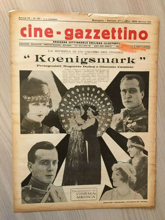 CINE-GAZZETTINO magazine side cover Issue 30 27 July 1929