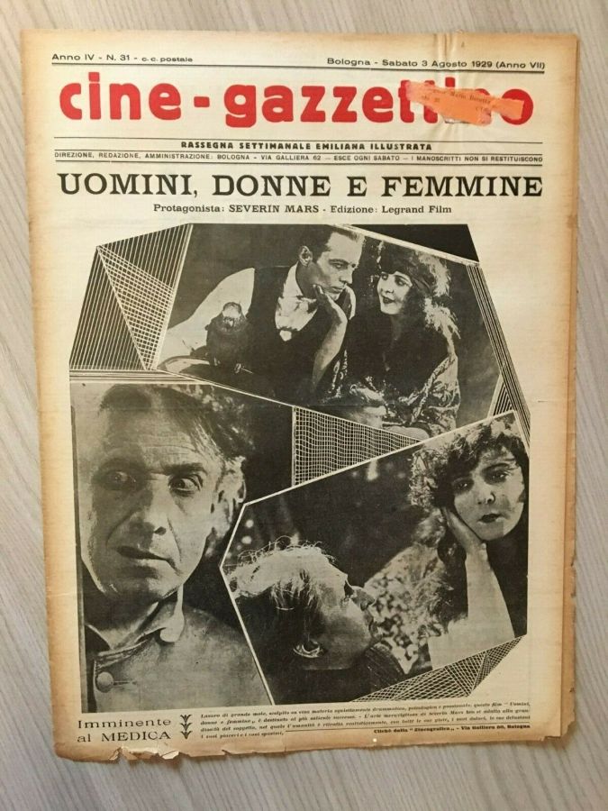 CINE-GAZZETTINO magazine side cover Issue 31 3 August 1929