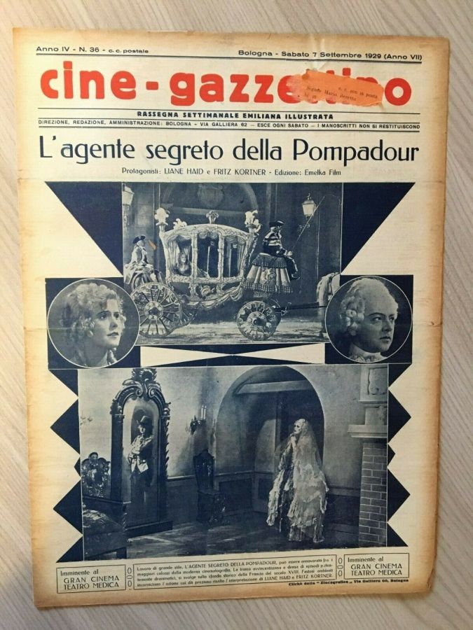 CINE-GAZZETTINO magazine side cover Issue 36 7 September 1929