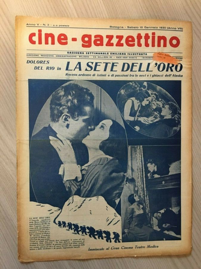 CINE-GAZZETTINO magazine side cover Issue 3 18 January 1930