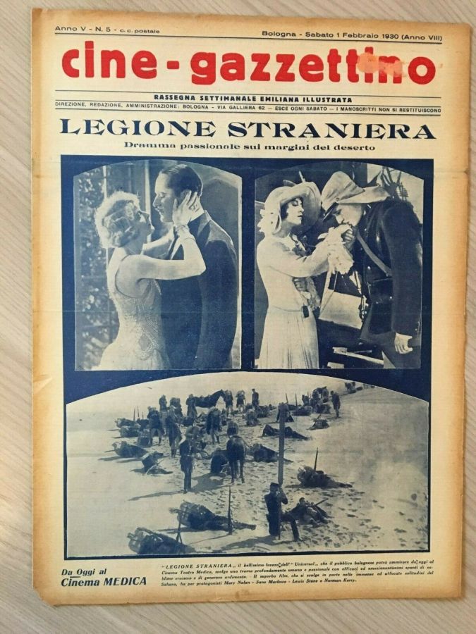 CINE-GAZZETTINO magazine side cover Issue 5 1 February 1930