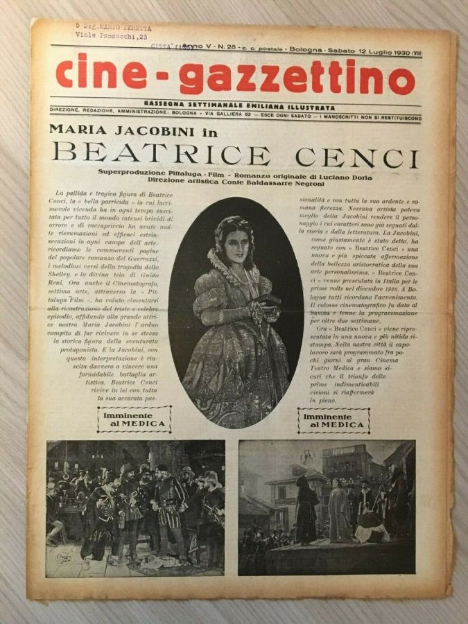 CINE-GAZZETTINO magazine side cover Issue 28 12 July 1930