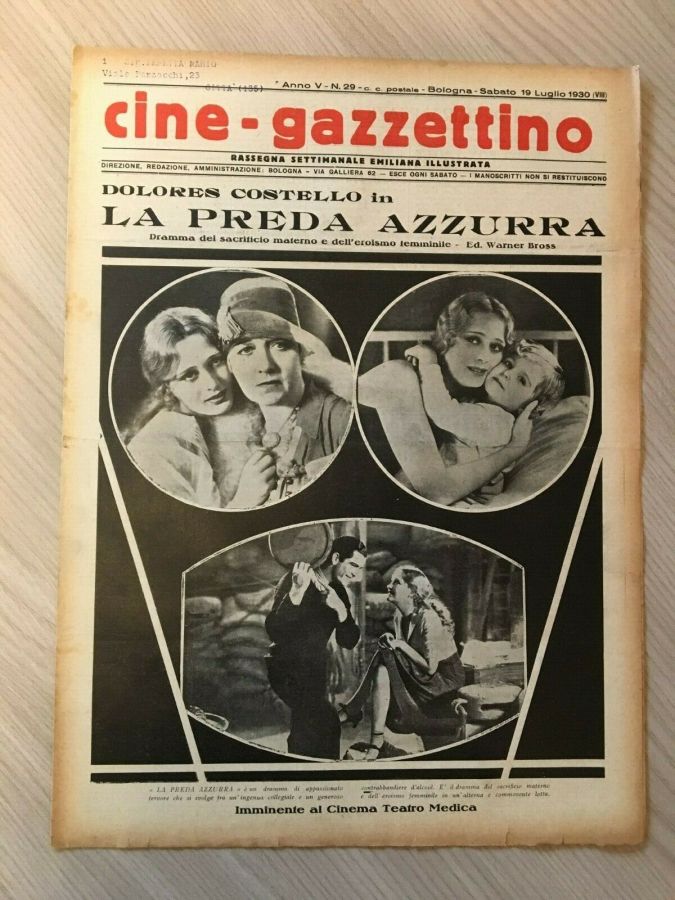 CINE-GAZZETTINO magazine side cover Issue 29 19 July 1930