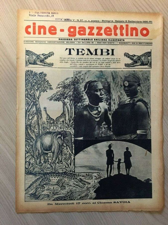 CINE-GAZZETTINO magazine side cover Issue 37 13 September 1930
