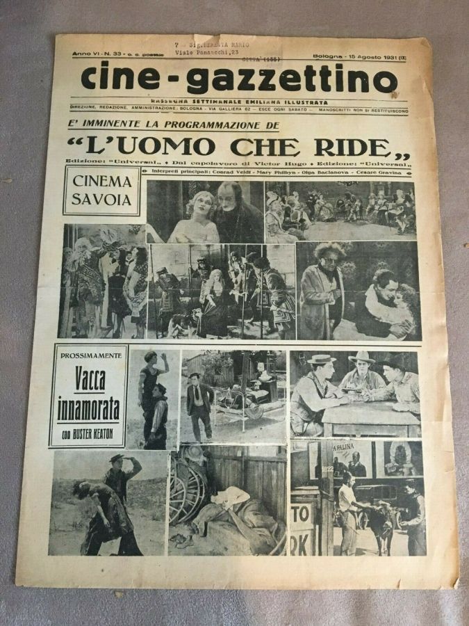 CINE-GAZZETTINO magazine side cover Issue 33 15 August 1931