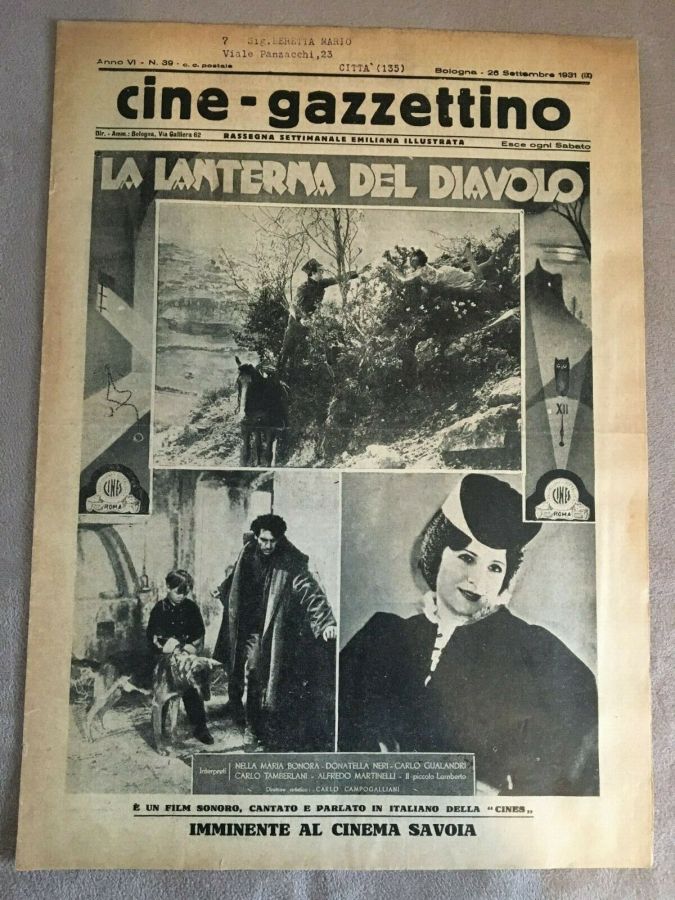 CINE-GAZZETTINO magazine side cover Issue 39 26 September 1931