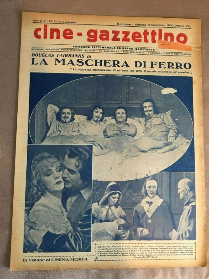 CINE-GAZZETTINO magazine side cover Issue 2 11 January 1930