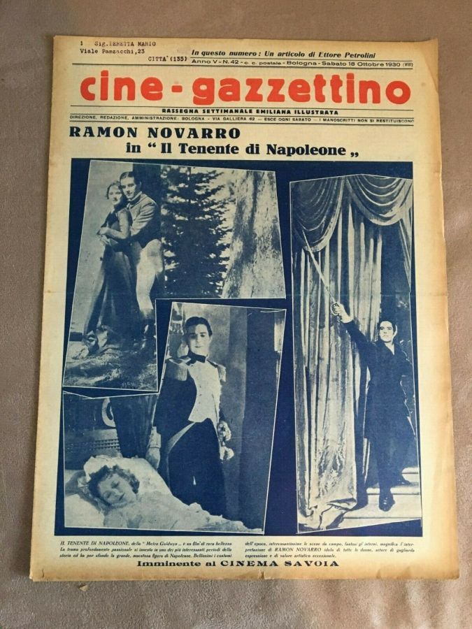 CINE-GAZZETTINO magazine side cover Issue 42 18 October 1930