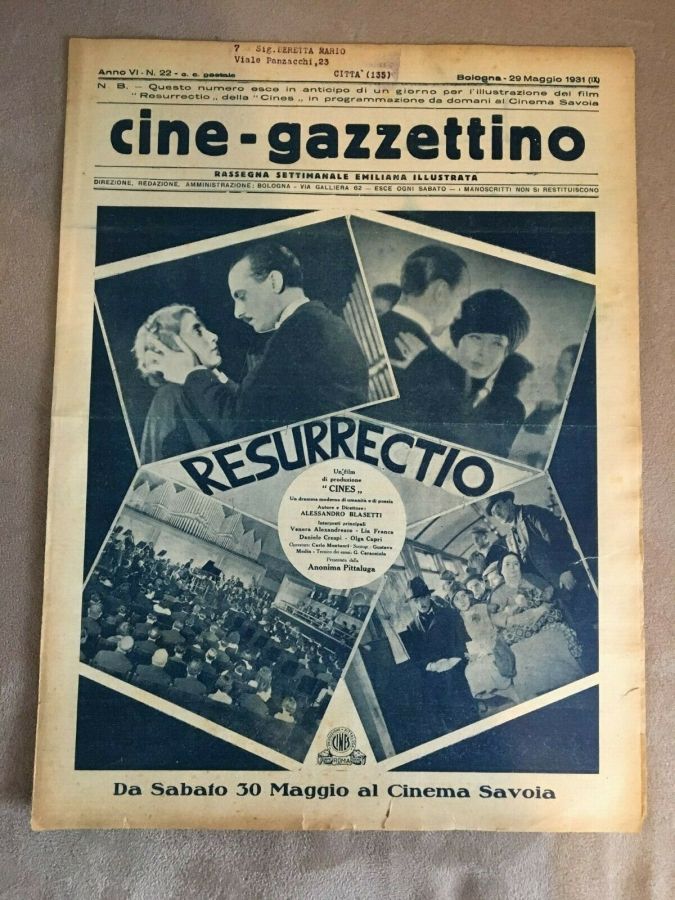 CINE-GAZZETTINO magazine side cover Issue 22 29 May 1931