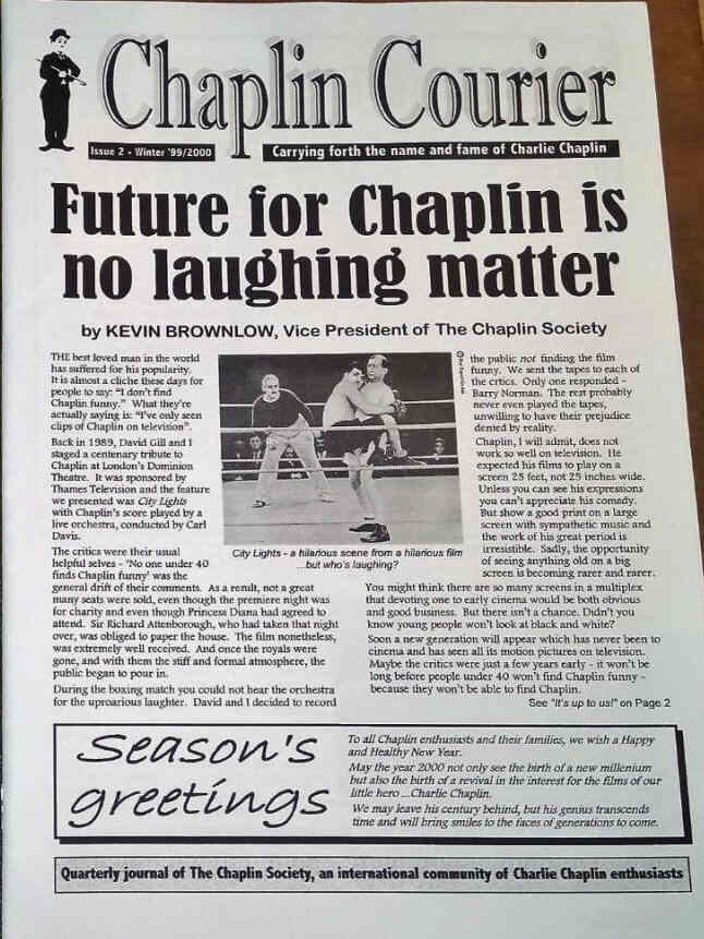 CHAPLIN COURIER magazine side cover Issue 2 Winter 1999