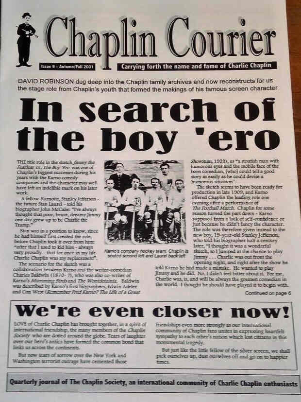CHAPLIN COURIER magazine side cover Issue 9 Autumn 2001