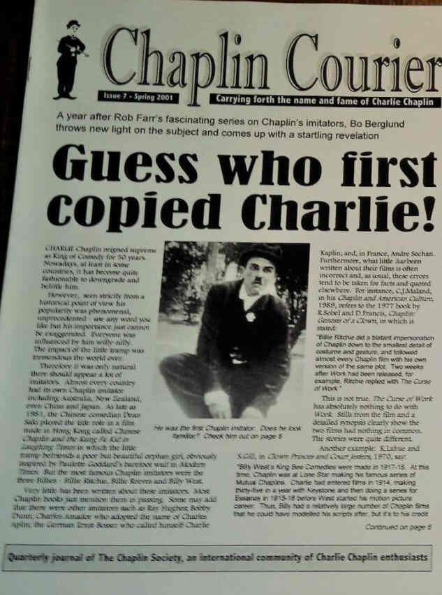 CHAPLIN COURIER magazine side cover Issue 7 Spring 2001