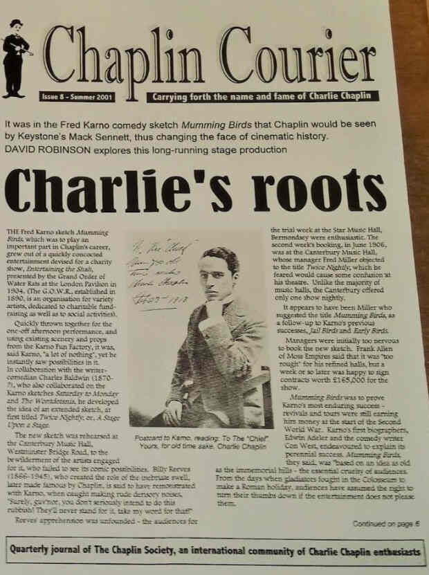 CHAPLIN COURIER magazine side cover Issue 8 Summer 2001