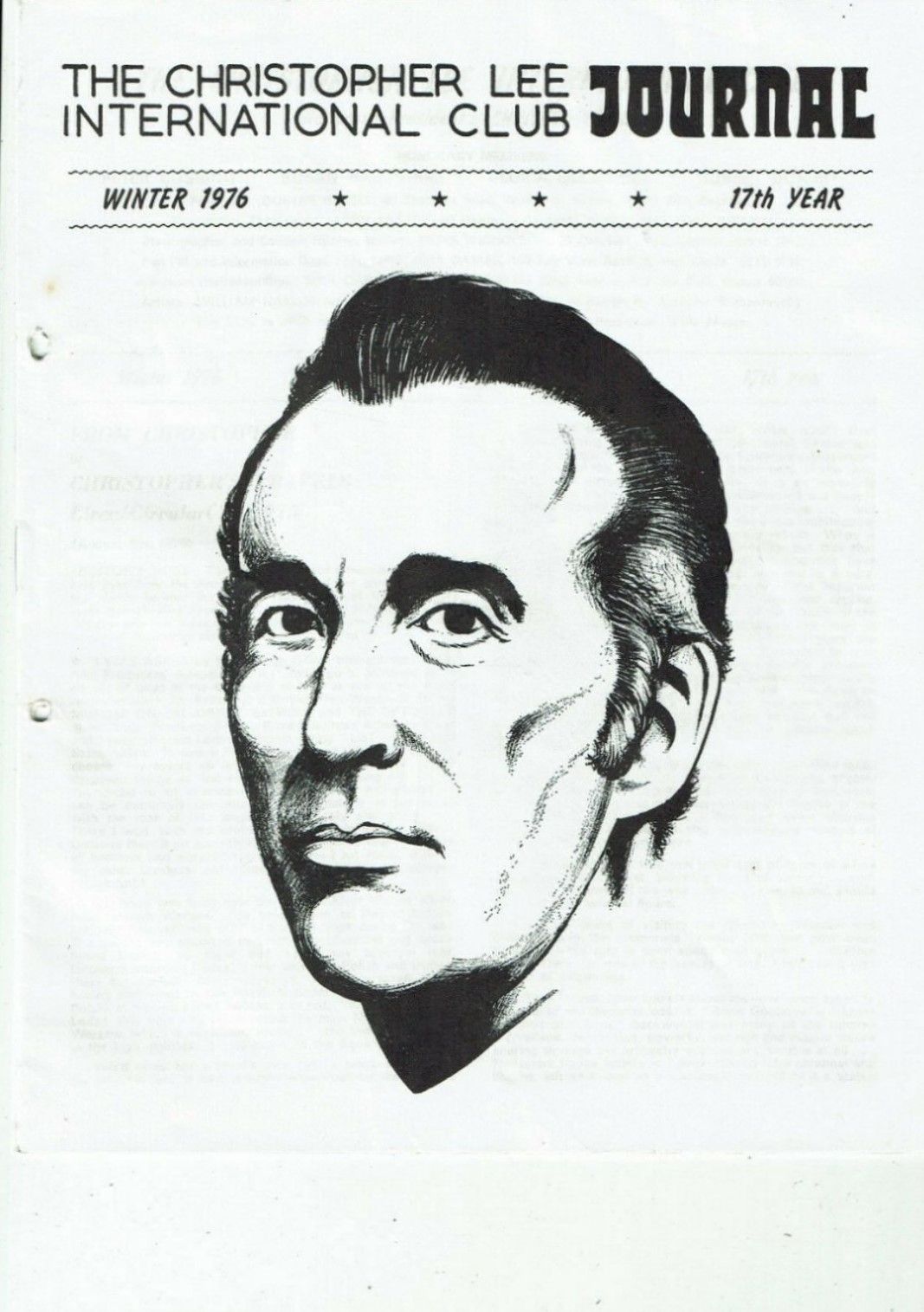 CHRISTOPHER LEE INTERNATIONAL CLUB magazine side cover Winter 1975