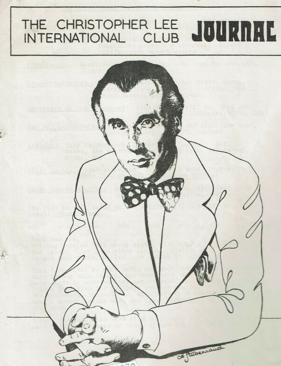 CHRISTOPHER LEE INTERNATIONAL CLUB magazine side cover Winter 1976