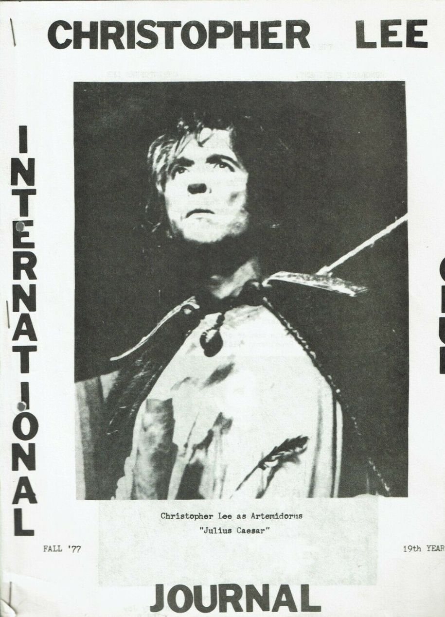 CHRISTOPHER LEE INTERNATIONAL CLUB magazine side cover Fall 1977