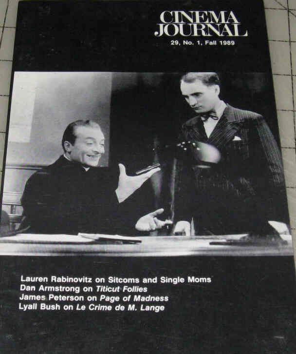 CINEMA JOURNAL magazine side cover  Vol 29 No  1 Fall 1989