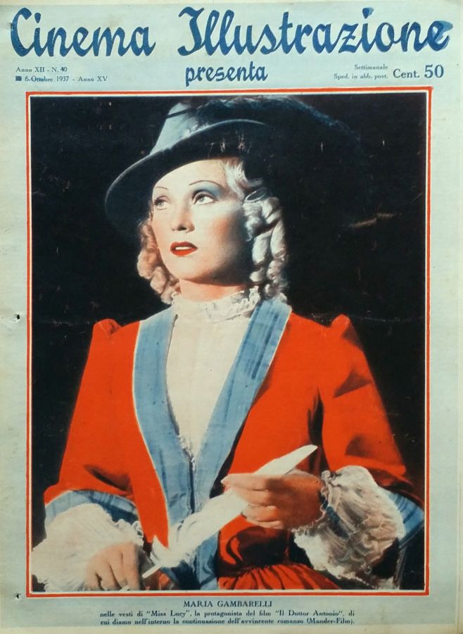 CINEMA ILLUSTRAZIONE magazine side cover Issue 40 6 October 1937
