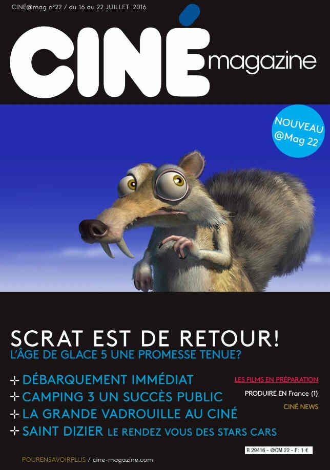 CINE MAGAZINE (Fr) magazine side cover Issue 22 16 July 2016