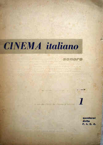 QUADERNI DELLA F.I.C.C. magazine side cover Issue 1 14 August 1950