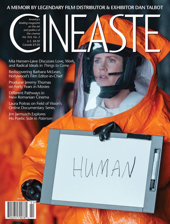 CINEASTE magazine side cover Spring 2017