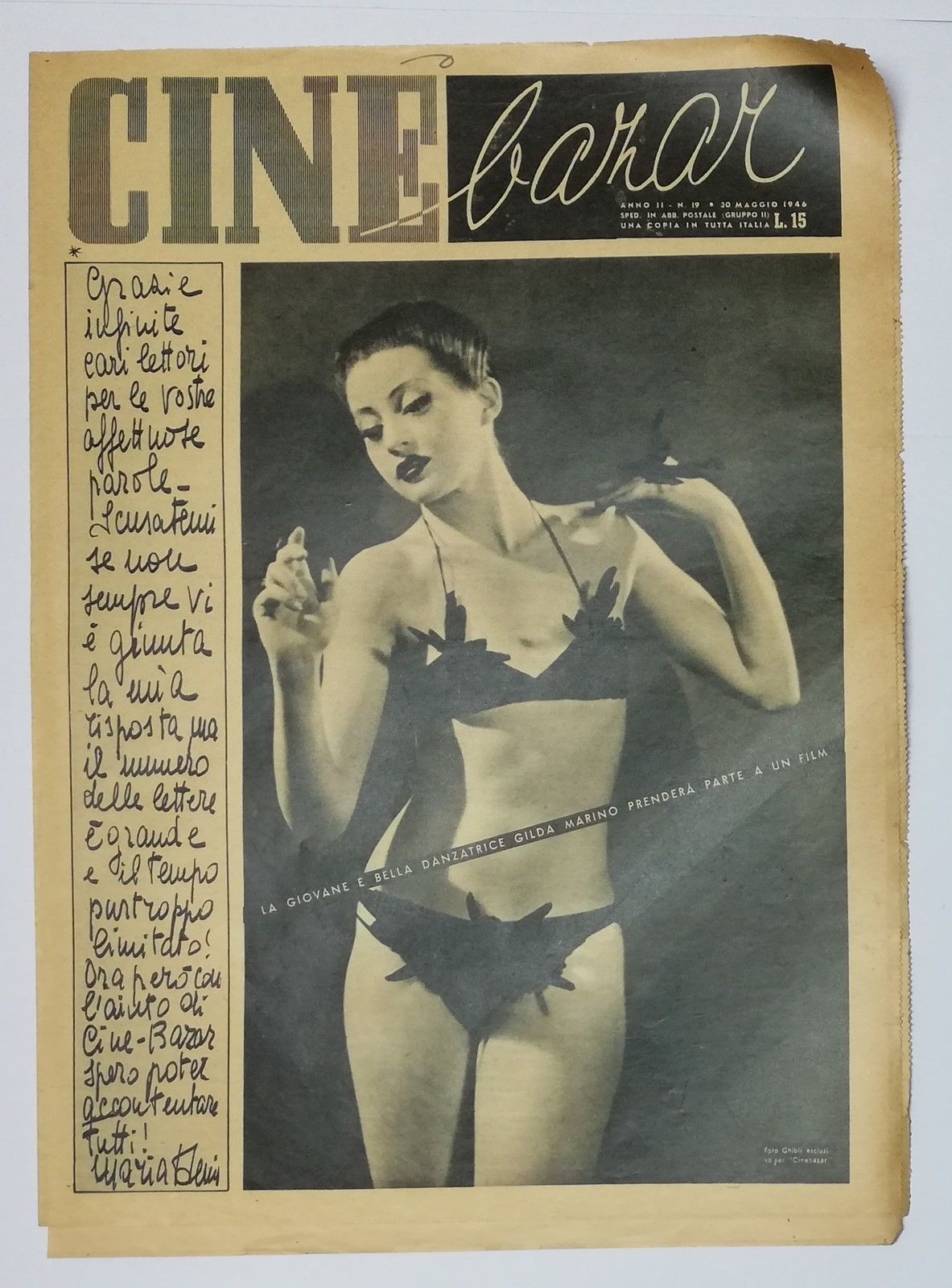 CINE BAZAR magazine side cover Issue 19 30 May 1946