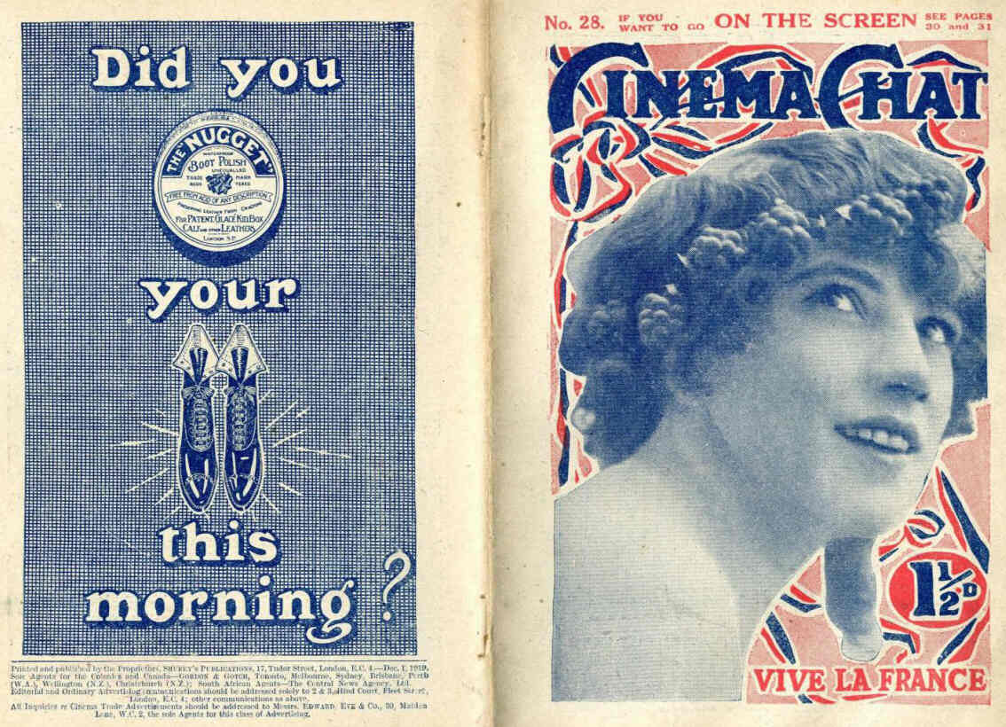CINEMA CHAT magazine side cover Issue 28 1 December 1919