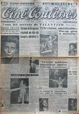 CINE COULISSES magazine side cover 7 November 1951