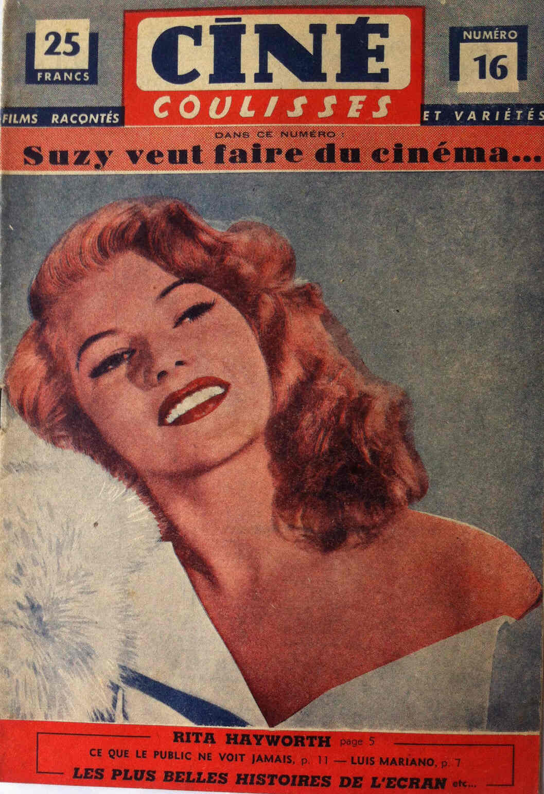 CINE COULISSES magazine side cover Issue 16  1952