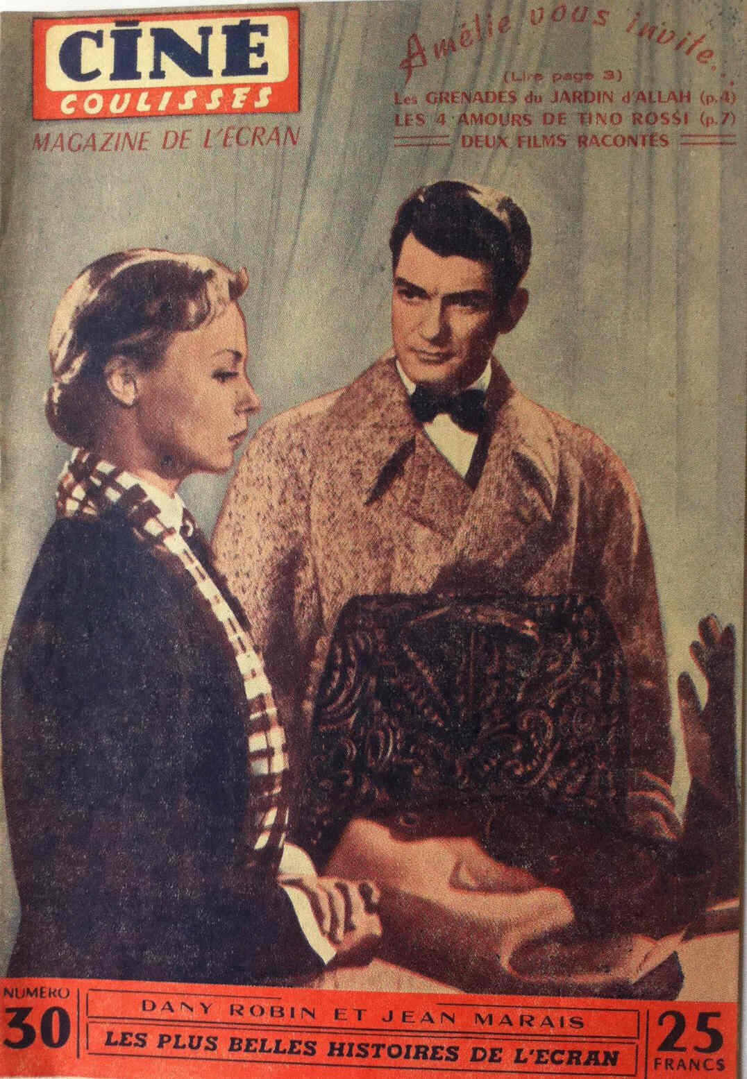CINE COULISSES magazine side cover Issue 30  1953