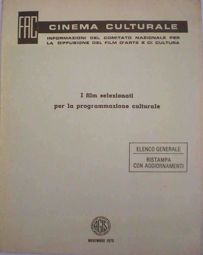 FAC-CINEMA CULTURALE magazine side cover  November 1979