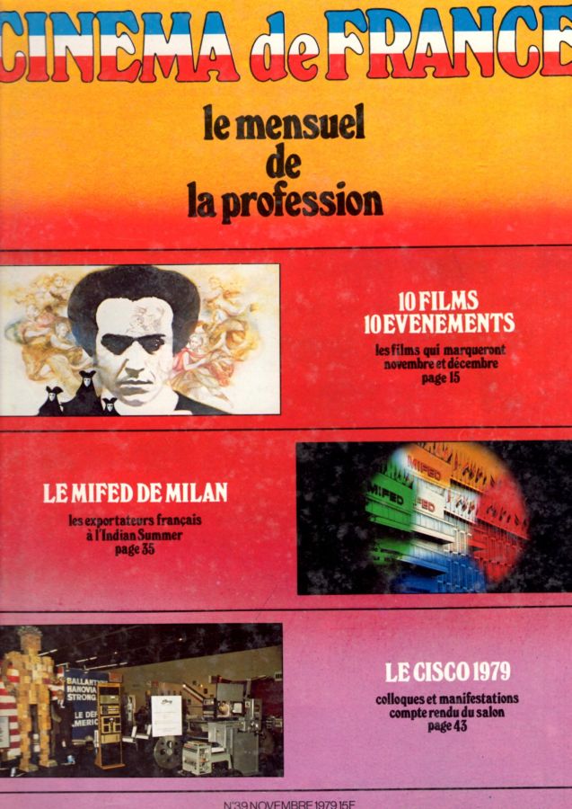 CINEMA DE FRANCE magazine side cover Issue 39  November 1979