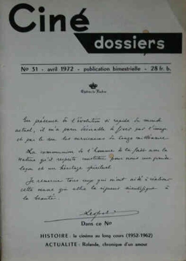 CINE DOSSIERS magazine side cover Issue 31  April 1972