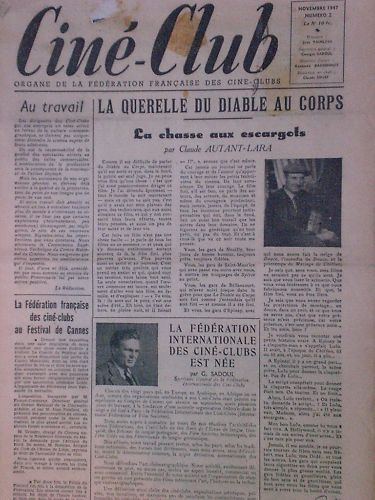 CINE-CLUB magazine side cover Issue 2 Vol 1 # 2 - November 1947