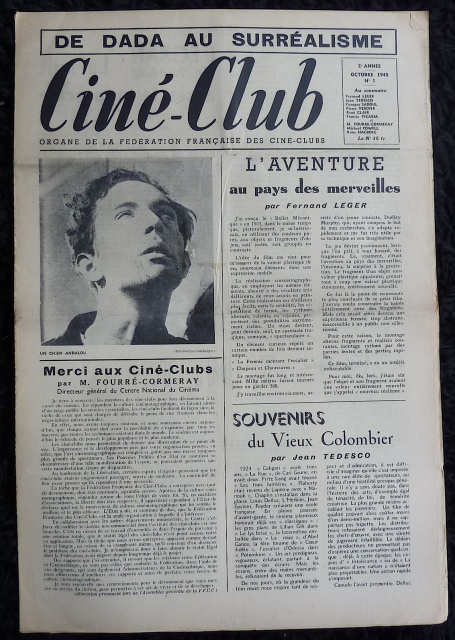 CINE-CLUB magazine side cover Issue 1 Vol 2 # 1 - October 1948