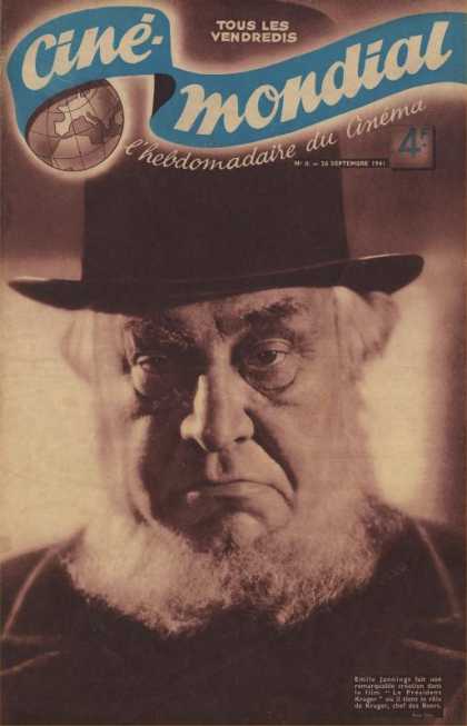 CINE-MONDIAL magazine side cover Issue 8 26 September 1941