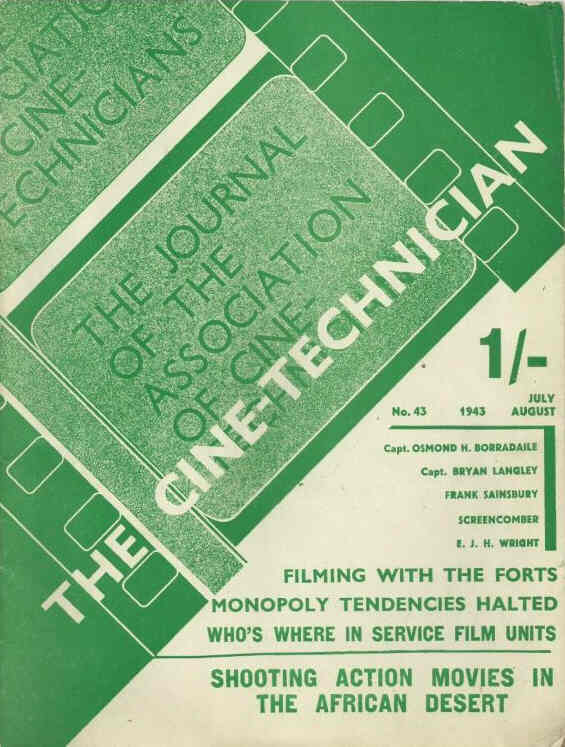 CINE TECHNICIAN magazine side cover Issue 43 July/August 1943