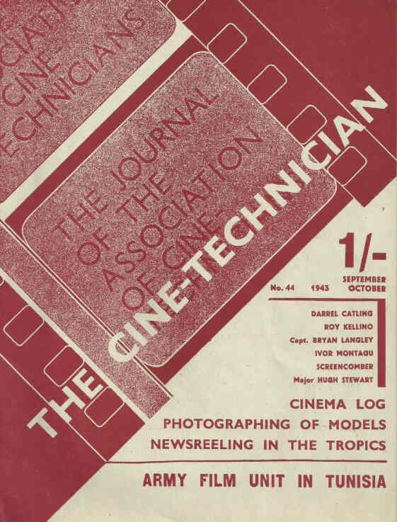 CINE TECHNICIAN magazine side cover Issue 44 September/October 1943