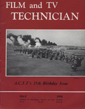 CINE TECHNICIAN magazine side cover Issue 160 May 1958