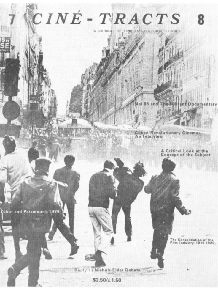 CINE-TRACTS magazine side cover Issue 7-8 Summer/Fall 1979