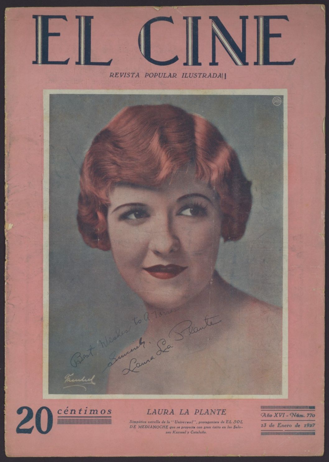 CINE | EL magazine side cover Issue 770 13 January 1927