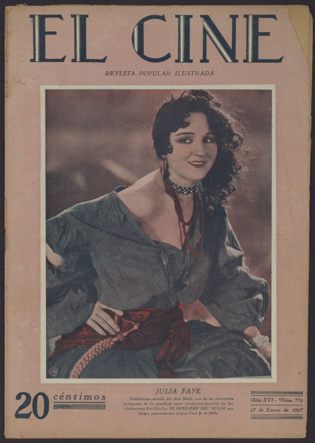 CINE | EL magazine side cover Issue 772 27 January 1927