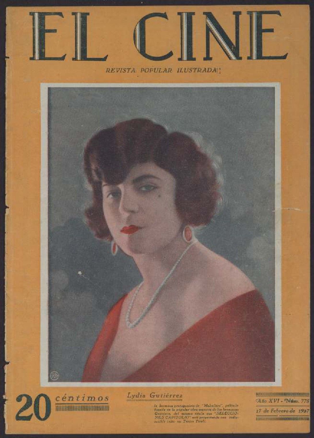 CINE | EL magazine side cover Issue 775  1927