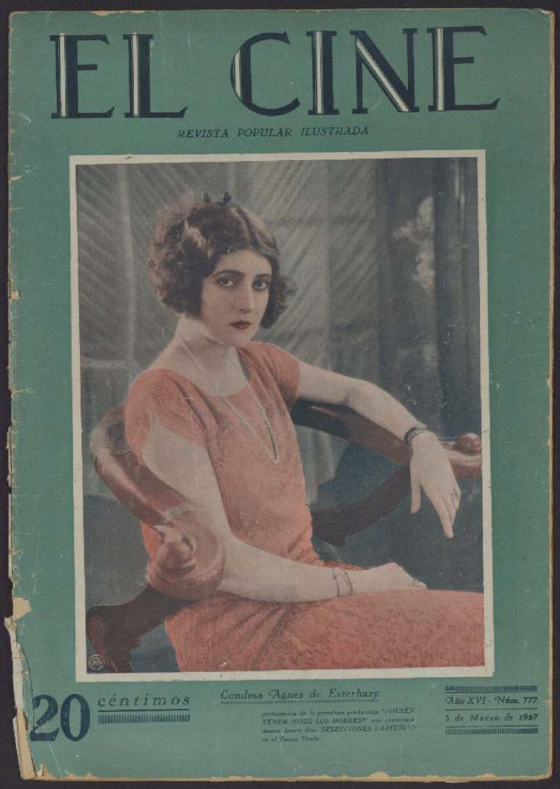 CINE | EL magazine side cover Issue 777  1927