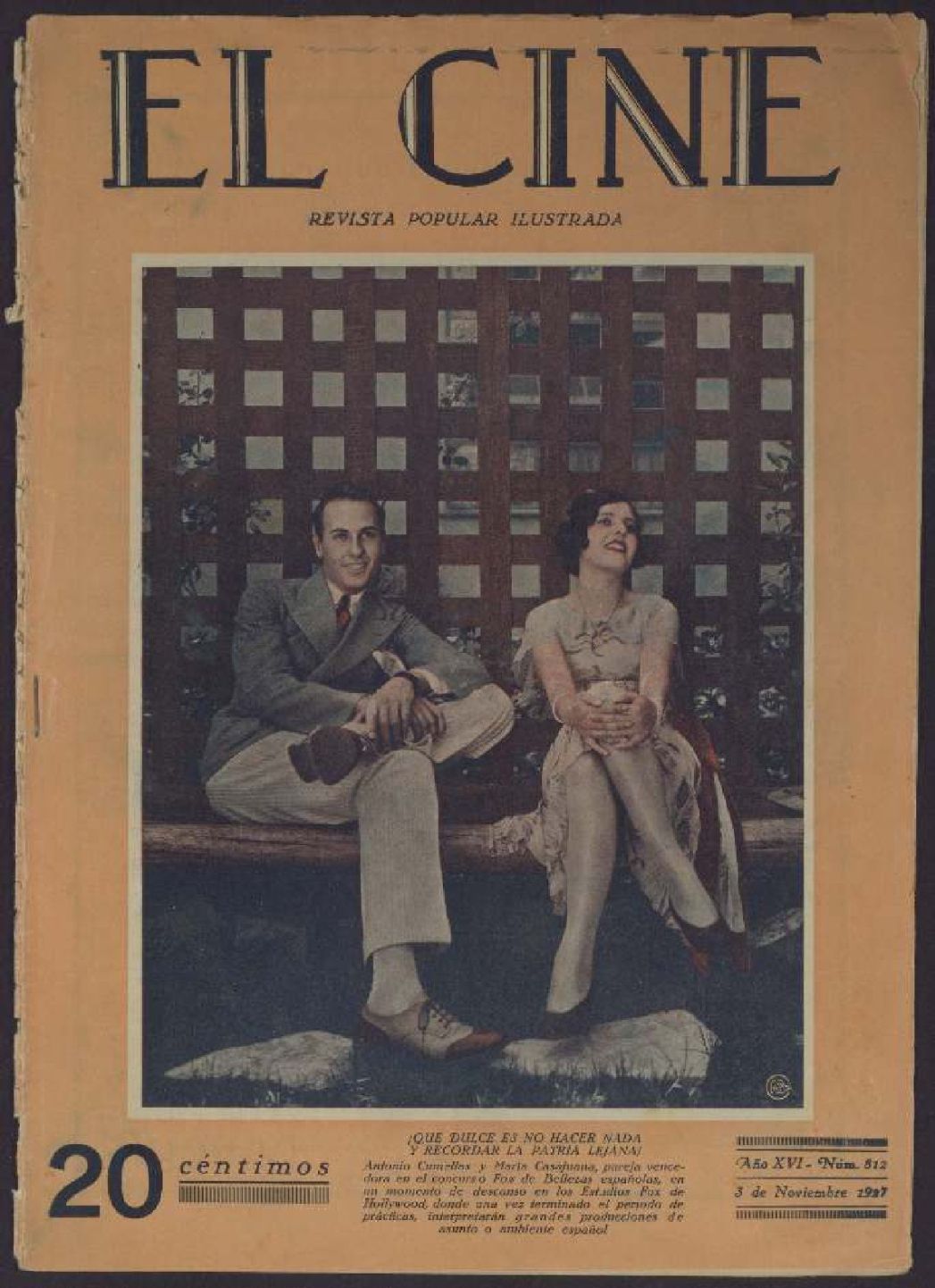 CINE | EL magazine side cover Issue 812  1927