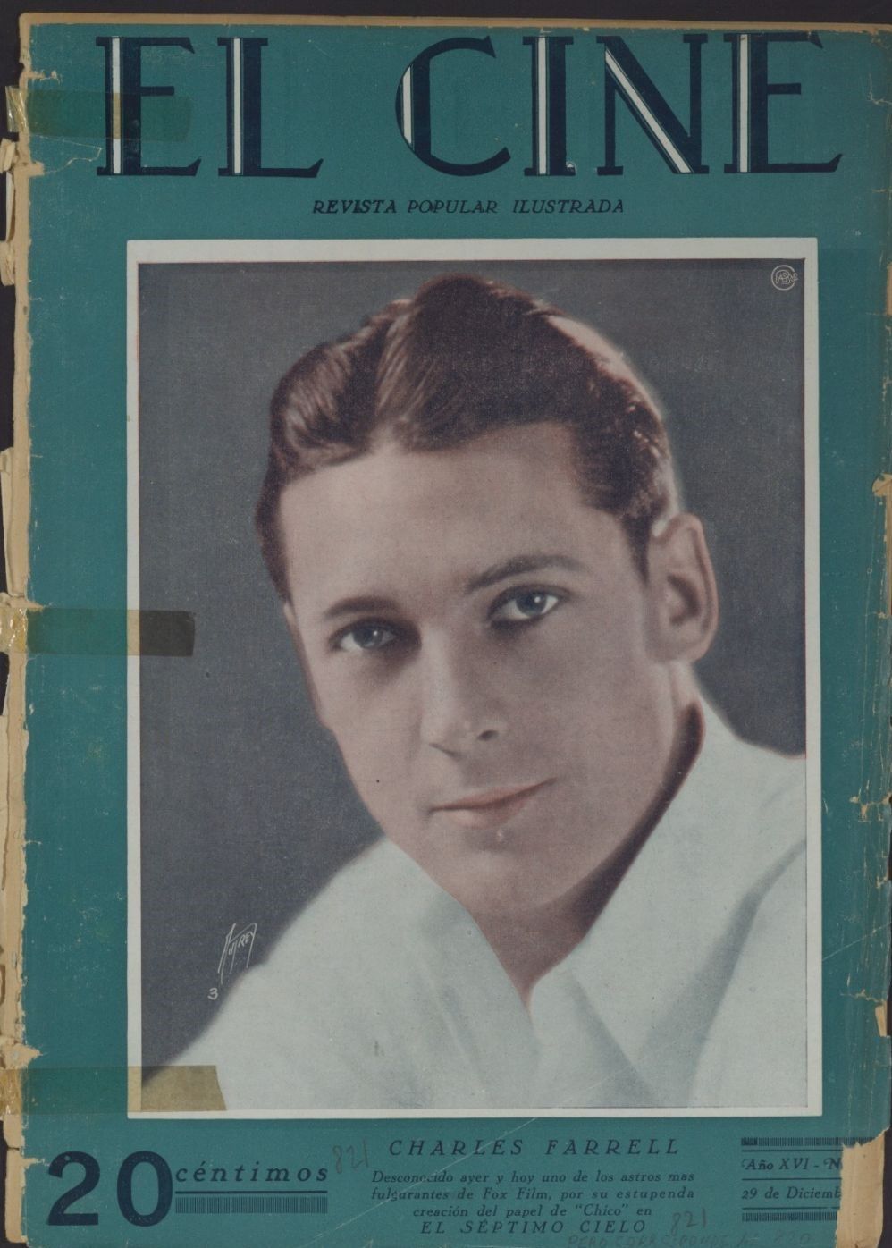 CINE | EL magazine side cover Issue 821 29 December 1927