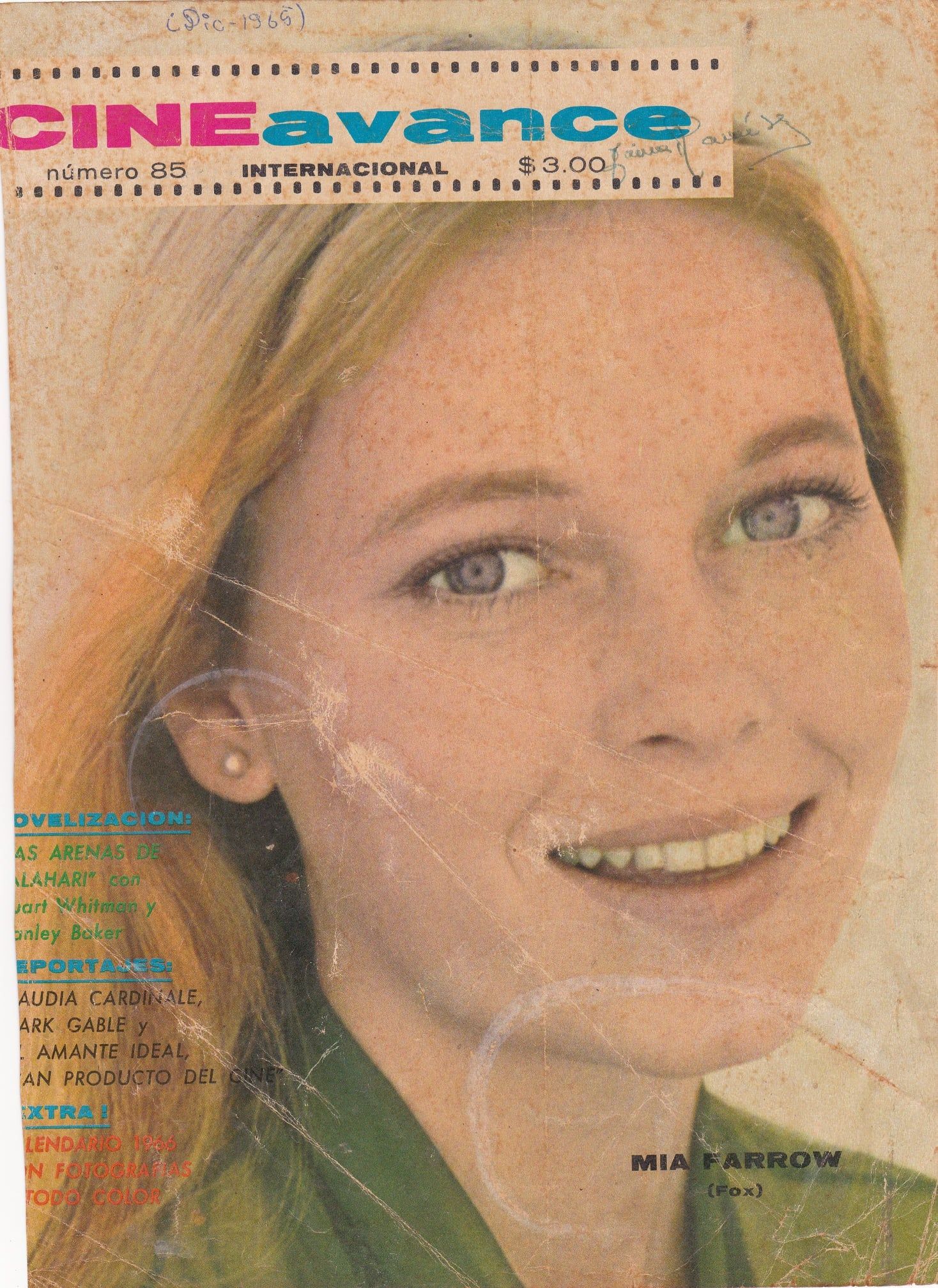 CINE AVANCE magazine side cover Issue 85  1965