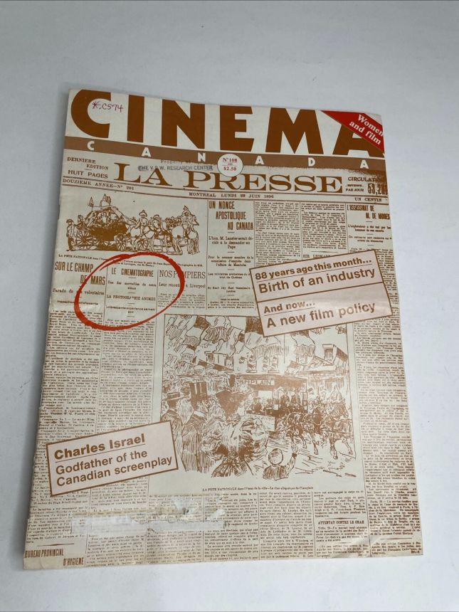 CINEMA CANADA magazine side cover Issue 108  1984